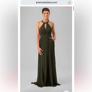 Kennedy Blue Gwen Bridesmaid dress. Color Olive Green. Size 6. Worn once.